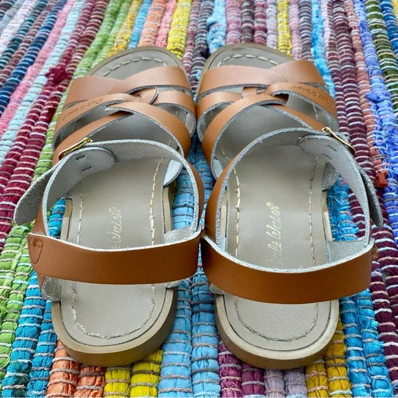 "The Original" Salt Water Sandals Tan Leather Women's 7/Youth 5 EUC - Picture 3 of 4
